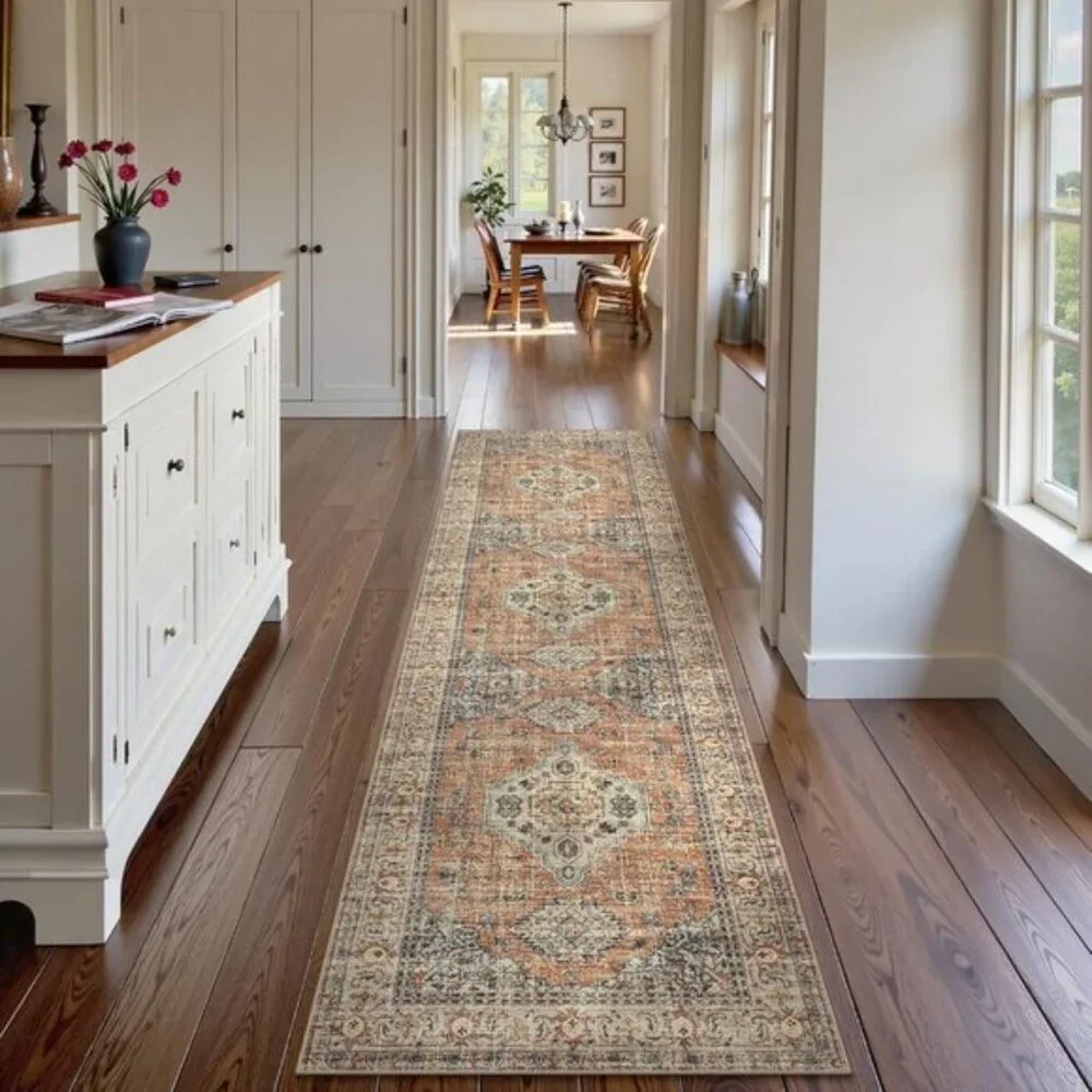 New Oriental Non-Slip Washable 2x8 Runner Rug, Soft Vintage Carpet for Hallway